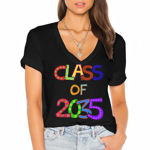 Class Of 2035 Grow With Me Kindergarten Graduation Women's Jersey Short Sleeve Deep V-Neck Tshirt				 - Best Gift Smart