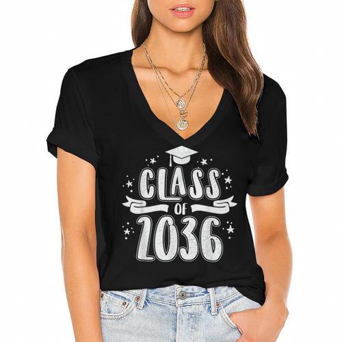 Class Of 2036 Last First Day Of School Graduation Men Women Women's Jersey Short Sleeve Deep V-Neck Tshirt - Best Gift Smart