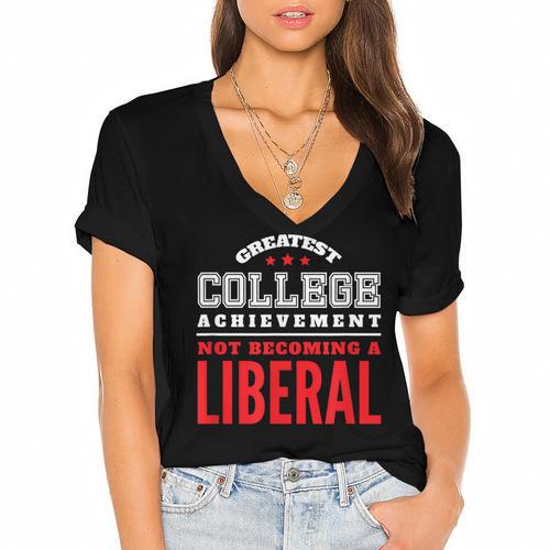 College Graduation For Conservatives Women's Jersey Short Sleeve Deep V-Neck Tshirt - Best Gift Smart