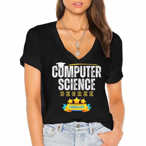 Computer Science Degree Graduation Senior Celebration Grad Women's Jersey Short Sleeve Deep V-Neck Tshirt				 - Best Gift Smart