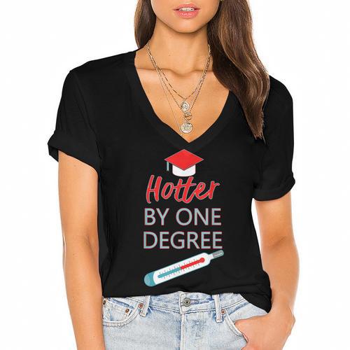 Cool Hotter By One Degree Graduation Teesadf Women's Jersey Short Sleeve Deep V-Neck Tshirt				 - Best Gift Smart