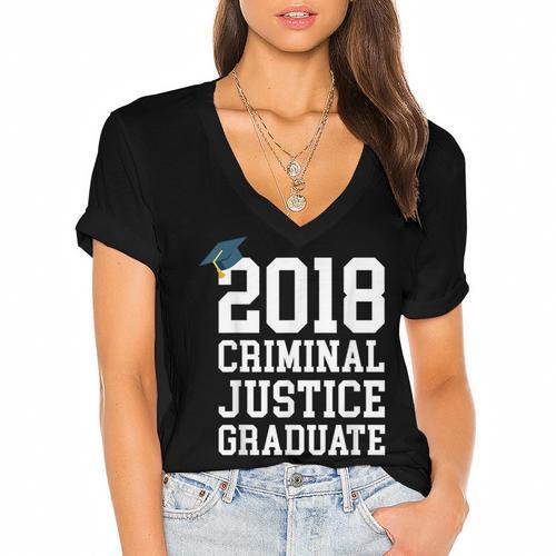 Criminal Justice Major Shirt 2018 Graduate Graduation E Women's Jersey Short Sleeve Deep V-Neck Tshirt				 - Best Gift Smart