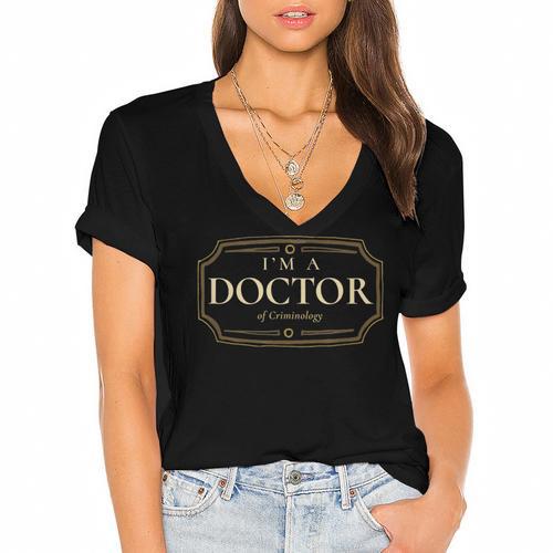 Criminology PhD Doctorate Graduation Shirt Women's Jersey Short Sleeve Deep V-Neck Tshirt - Best Gift Smart