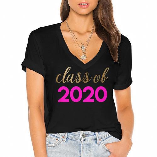 Cute Graduation Shirt Class Of 2020 Shirt Women's Jersey Short Sleeve Deep V-Neck Tshirt				 - Best Gift Smart