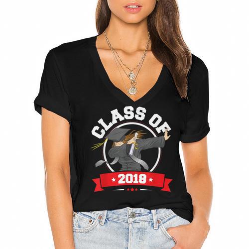 Dabbing Graduation Class Of 2018 Women Women's Jersey Short Sleeve Deep V-Neck Tshirt				 - Best Gift Smart