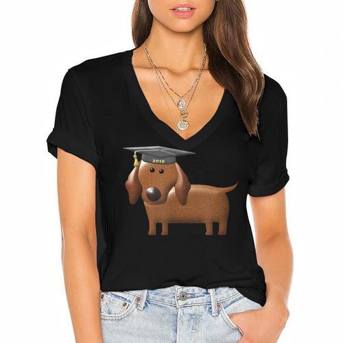 Dachshund Graduation 2018 Dog Graduation Shirt For Men Women Kids Women's Jersey Short Sleeve Deep V-Neck Tshirt				 - Best Gift Smart