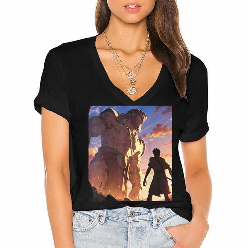 David And Goliath Bible Book Of Samuel Famous Bible Story Women's Jersey Short Sleeve Deep V-Neck Tshirt - Bookorys