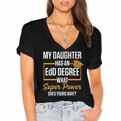 EdD Doctor Of Education Daughter Doctorate Graduation Women's Jersey Short Sleeve Deep V-Neck Tshirt - Best Gift Smart