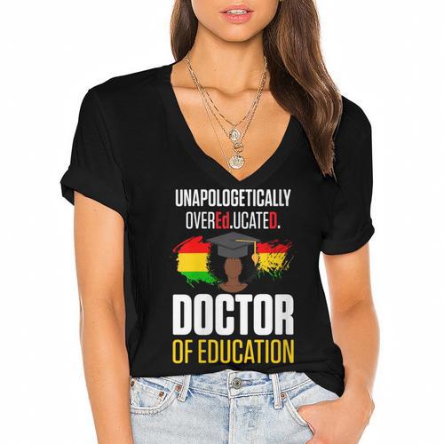 EdD Doctor Of Education Educated Doctorate Graduation Women's Jersey Short Sleeve Deep V-Neck Tshirt				 - Best Gift Smart