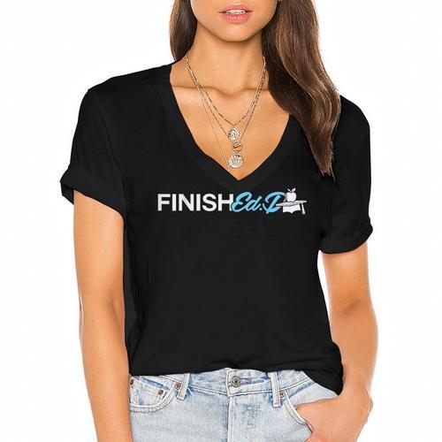 EdD Doctor Of Education Finish Doctorate Graduation Women's Jersey Short Sleeve Deep V-Neck Tshirt - Best Gift Smart