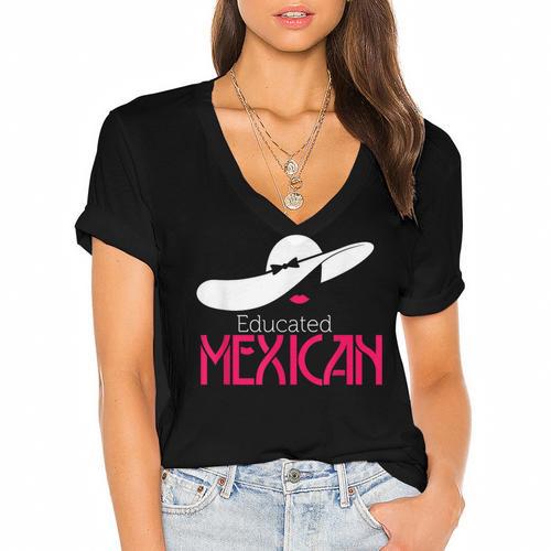 Educated Mexican Graduation Shirt For Women Women's Jersey Short Sleeve Deep V-Neck Tshirt				 - Best Gift Smart