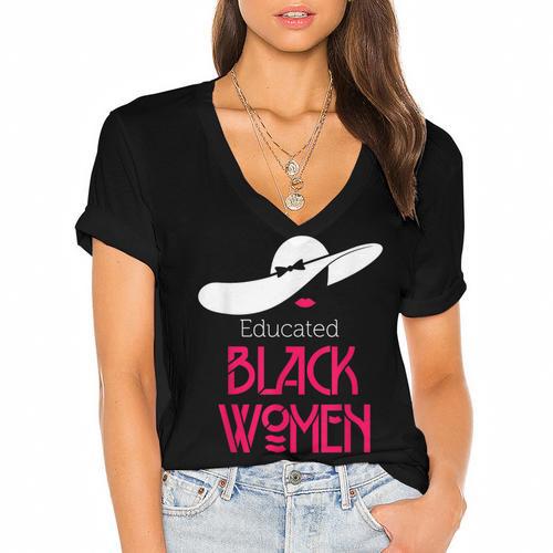 Educated Women Graduation Shirt Women's Jersey Short Sleeve Deep V-Neck Tshirt				 - Best Gift Smart