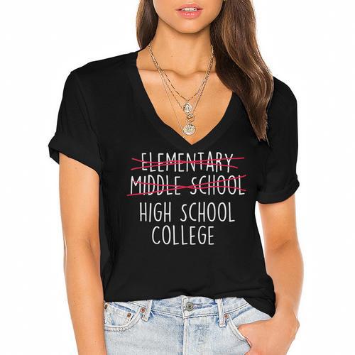 Elementary Middle School High School College Graduation Women's Jersey Short Sleeve Deep V-Neck Tshirt				 - Best Gift Smart