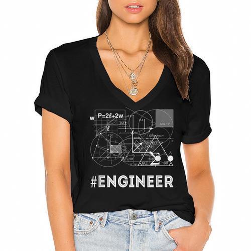 ENGINEER MATH COLLEGE GIFT IDEA GRADUATION T-SHIRT GRAPHIC Women's Jersey Short Sleeve Deep V-Neck Tshirt - Best Gift Smart