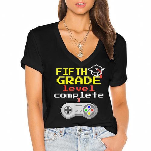 Fifth Grade Graduation Video Game Shirt Women's Jersey Short Sleeve Deep V-Neck Tshirt				 - Best Gift Smart