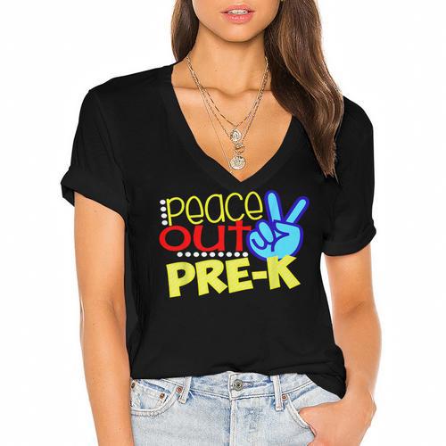 First Day Of School Shirt Peace Out Pre-K Graduation Kids So Women's Jersey Short Sleeve Deep V-Neck Tshirt				 - Best Gift Smart