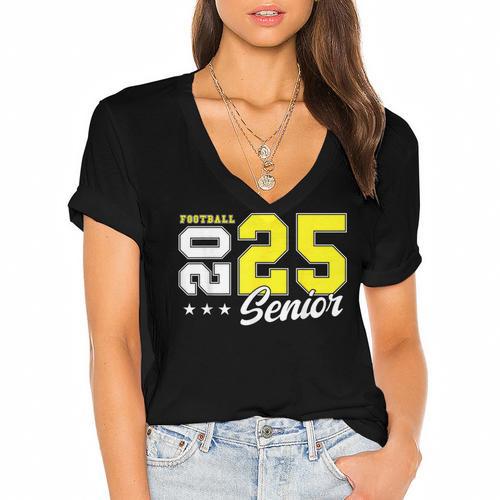 Football Senior Night Football Senior 2025 Graduation 55 Women's Jersey Short Sleeve Deep V-Neck Tshirt				 - Best Gift Smart