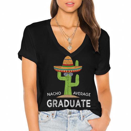 Fun High School College Graduate Humor Graduation Women's Jersey Short Sleeve Deep V-Neck Tshirt				 - Best Gift Smart