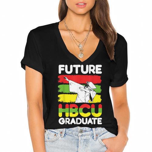 Future HBCU African American Gradute Graduation Women's Jersey Short Sleeve Deep V-Neck Tshirt				 - Best Gift Smart