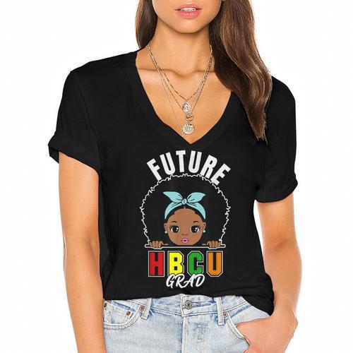 Future HBCU Grad Girl Graduation Historically College Women's Jersey Short Sleeve Deep V-Neck Tshirt				 - Best Gift Smart