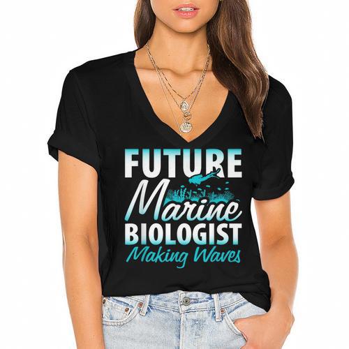 FUTURE MARINE BIOLOGIST MAKING WAVES Graduation T-Shirt Women's Jersey Short Sleeve Deep V-Neck Tshirt				 - Best Gift Smart