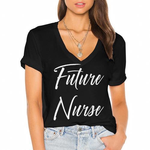 Future Nurse Shirt Cute Graduation Grad Women's Jersey Short Sleeve Deep V-Neck Tshirt - Best Gift Smart