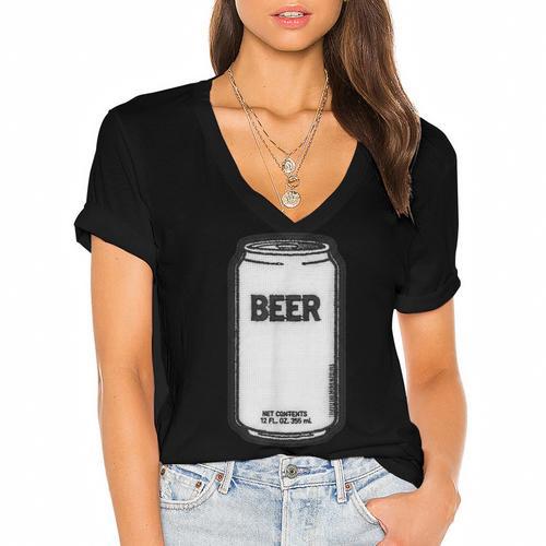 Generic Beer 1980s 80s Nostalgia Women's Jersey Short Sleeve Deep V-Neck Tshirt - Figerry