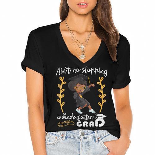 Girl Magic Graduate Kindergarten Graduation 2023 Women's Jersey Short Sleeve Deep V-Neck Tshirt - Best Gift Smart
