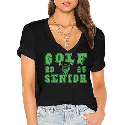 Golf Senior Night Golf Senior 2025 Graduation 32 Women's Jersey Short Sleeve Deep V-Neck Tshirt				 - Best Gift Smart