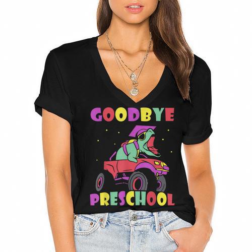 Goodbye Preschool Graduates Pre School Graduation Graduate Women's Jersey Short Sleeve Deep V-Neck Tshirt				 - Best Gift Smart