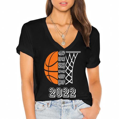 Graduate Senior Class 2022 Graduation Basketball Player Women's Jersey Short Sleeve Deep V-Neck Tshirt				 - Best Gift Smart