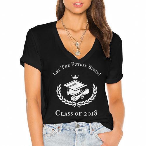 Graduation Her Him 2018 Men Women Girl Boy Kid Women's Jersey Short Sleeve Deep V-Neck Tshirt - Best Gift Smart