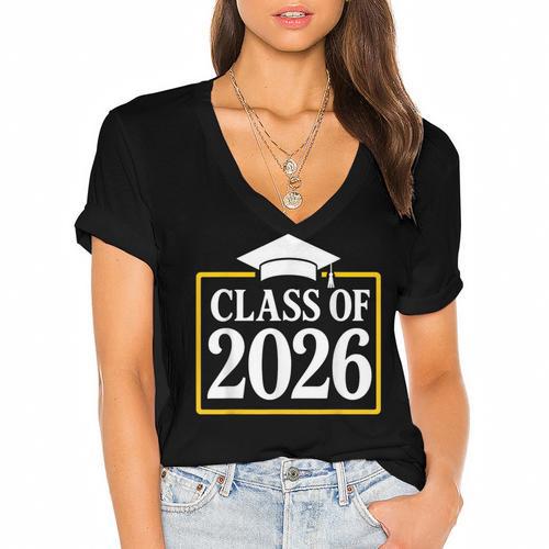 Graduation Class Of 2026 Senior 2026 Women's Jersey Short Sleeve Deep V-Neck Tshirt				 - Best Gift Smart