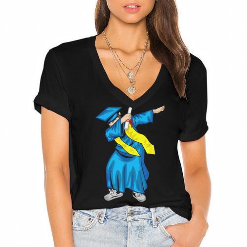 Graduation Dabbing 2018 Graduate Women's Jersey Short Sleeve Deep V-Neck Tshirt				 - Best Gift Smart