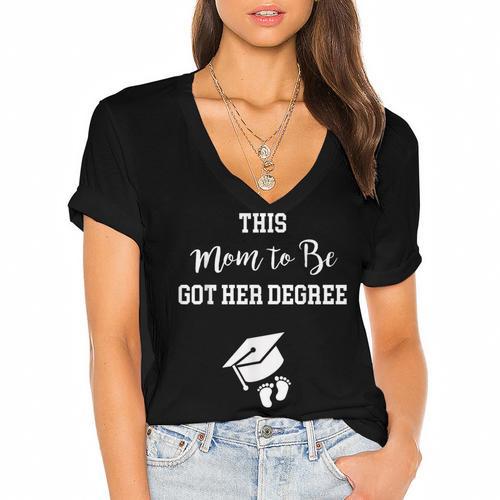 Graduation Pregnancy Announcement Shirt For Expectant Women Women's Jersey Short Sleeve Deep V-Neck Tshirt				 - Best Gift Smart