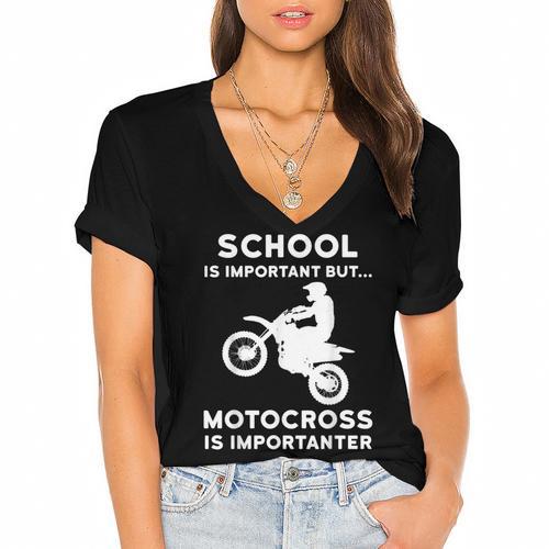 Graduation Shirt For Dirtbike Motocross Riders Women's Jersey Short Sleeve Deep V-Neck Tshirt - Best Gift Smart