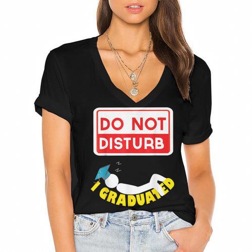 Graduation Shirt High School And College Sleepy Graduates Women's Jersey Short Sleeve Deep V-Neck Tshirt				 - Best Gift Smart