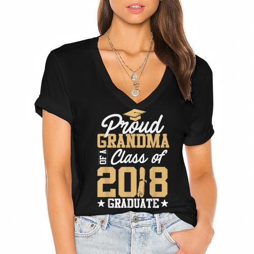 Graduation Shirts For Family Graduation 2018 Grandma Shirt Women's Jersey Short Sleeve Deep V-Neck Tshirt				 - Best Gift Smart