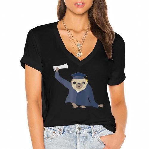 Graduation Sloth Lover T-Shirt Class Of 2019 Women's Jersey Short Sleeve Deep V-Neck Tshirt				 - Best Gift Smart