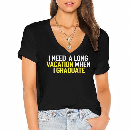 Graduation Student Grad School Class Senior Cute Women's Jersey Short Sleeve Deep V-Neck Tshirt				 - Best Gift Smart