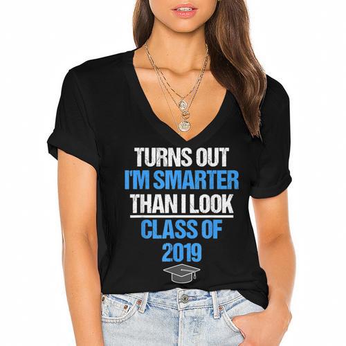 Graduation Turns Out Im Smarter Than I Look Women's Jersey Short Sleeve Deep V-Neck Tshirt				 - Best Gift Smart