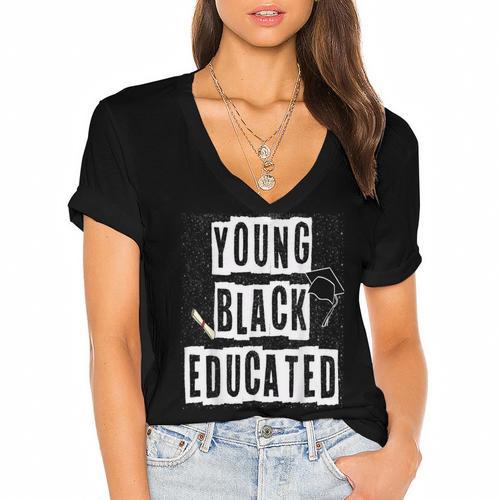 Graduation Young Educated For Men And Women Women's Jersey Short Sleeve Deep V-Neck Tshirt - Best Gift Smart