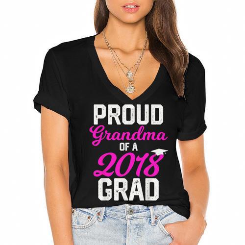 Grandma Graduation Shirt 2018 High School College Grad Women's Jersey Short Sleeve Deep V-Neck Tshirt				 - Best Gift Smart