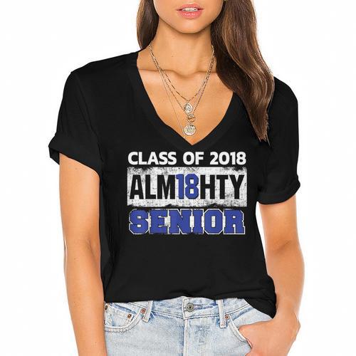 High School Graduation 2018 T-Shirt For Senior Alm18hty Women's Jersey Short Sleeve Deep V-Neck Tshirt				 - Best Gift Smart