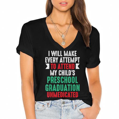 Hilarious Preschool Graduation Mom Dad Meme Preschooler Women's Jersey Short Sleeve Deep V-Neck Tshirt - Best Gift Smart