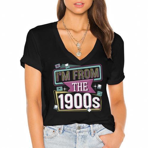 I'm From The 1900s Women's Jersey Short Sleeve Deep V-Neck Tshirt				 - Figerry