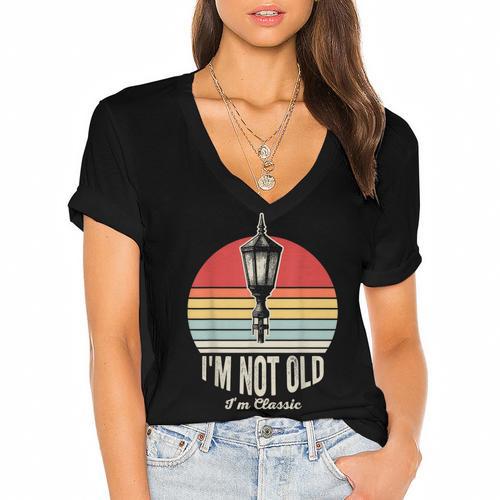I'm Not Old I'm Classic Retro Nostalgia Women's Jersey Short Sleeve Deep V-Neck Tshirt				 - Figerry