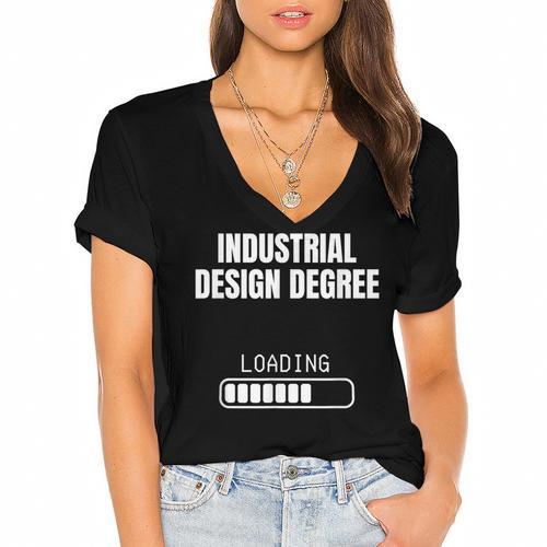 Industrial Degree Loading Student Graduation Women's Jersey Short Sleeve Deep V-Neck Tshirt				 - Best Gift Smart