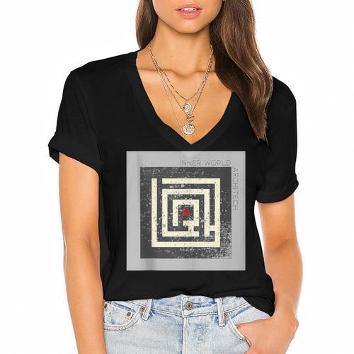 Inner World Architect Premium INTJ Tshirt Introvert Women's Jersey Short Sleeve Deep V-Neck Tshirt - Raresse