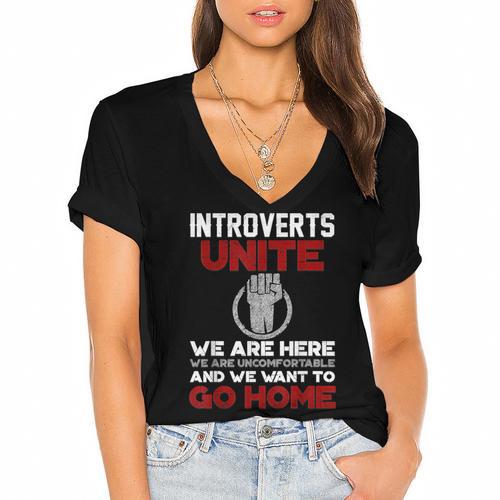 INTP Introverts Unite Anti Social For Men Women Women's Jersey Short Sleeve Deep V-Neck Tshirt				 - Raresse